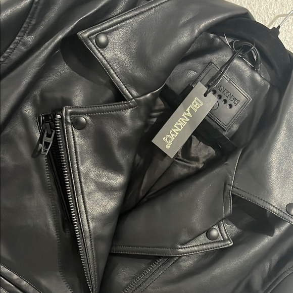 Blank NYC Black Leather Moto Jacket Asymmetrical Zipper - Picture 7 of 14